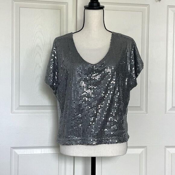 Brandy Melville Tops - Brandy Melville Boxy Crop Sequin t-shirt, O/S